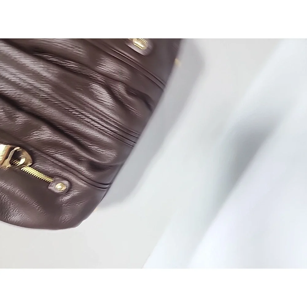 B Makowsky‎ Handbag Thick Leather Brown Double Handle Hobo Tote Boho A+ 47